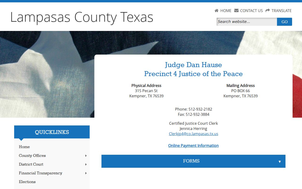 Lampasas County traffic court information for JP4 near Kempner
