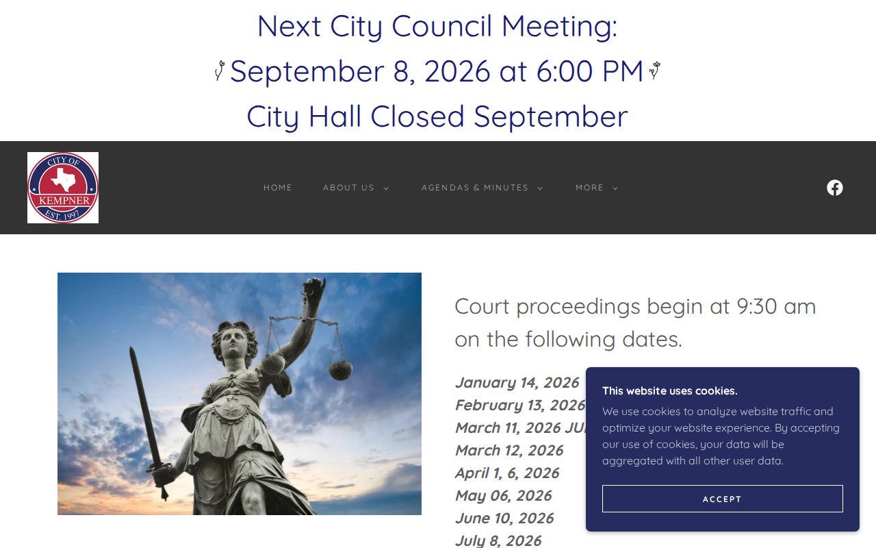 Kempner court records calendar and cancellation information